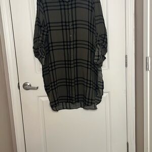 Miss Lili Black and Gray Plaid Shirt Dress